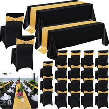 Newwiee 44 Pcs Tablecloth Chair Covers Chair Sashes Set, Spandex Chair Covers Se