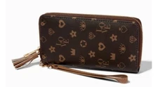Brown Status Icons Wristlet Wallet
