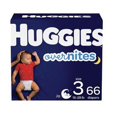 Nighttime Baby Diapers Size 3, 66 Ct, Huggies Overnites Size 3 66 Count