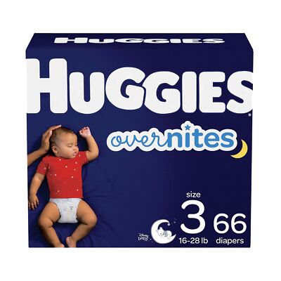 Nighttime Baby Diapers Size 3, 66 Ct, Huggies Overnites Size (66