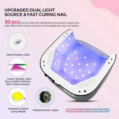 Lavinda UV LED Nail Lamp 54W UV Nail Light for Gel Polish Acrylic