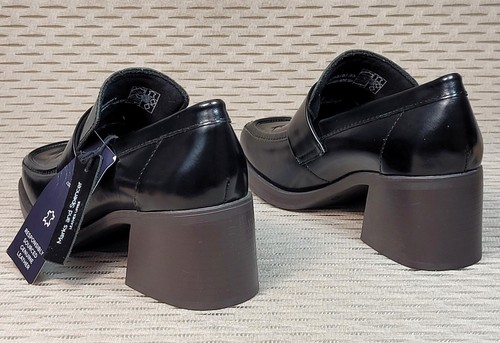 M&S Echtleder Halbschuhe mit Blockabsatz ~ Größe 5,5 ~ schwarz (UVP 55 £) - Bild 5 von 7