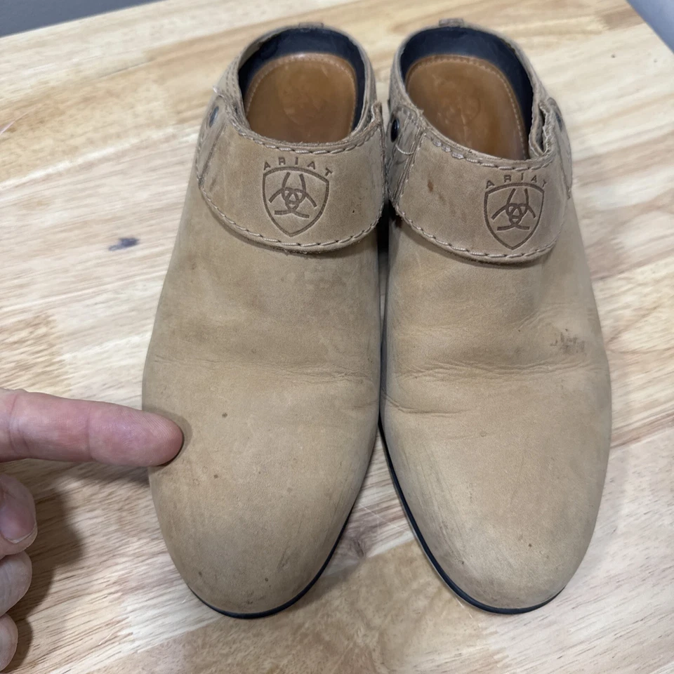 Zapatillas Ariat para mujer 9,5 zuecos de mula de cuero marrón sin cordones occidentales Foto 3 de 4