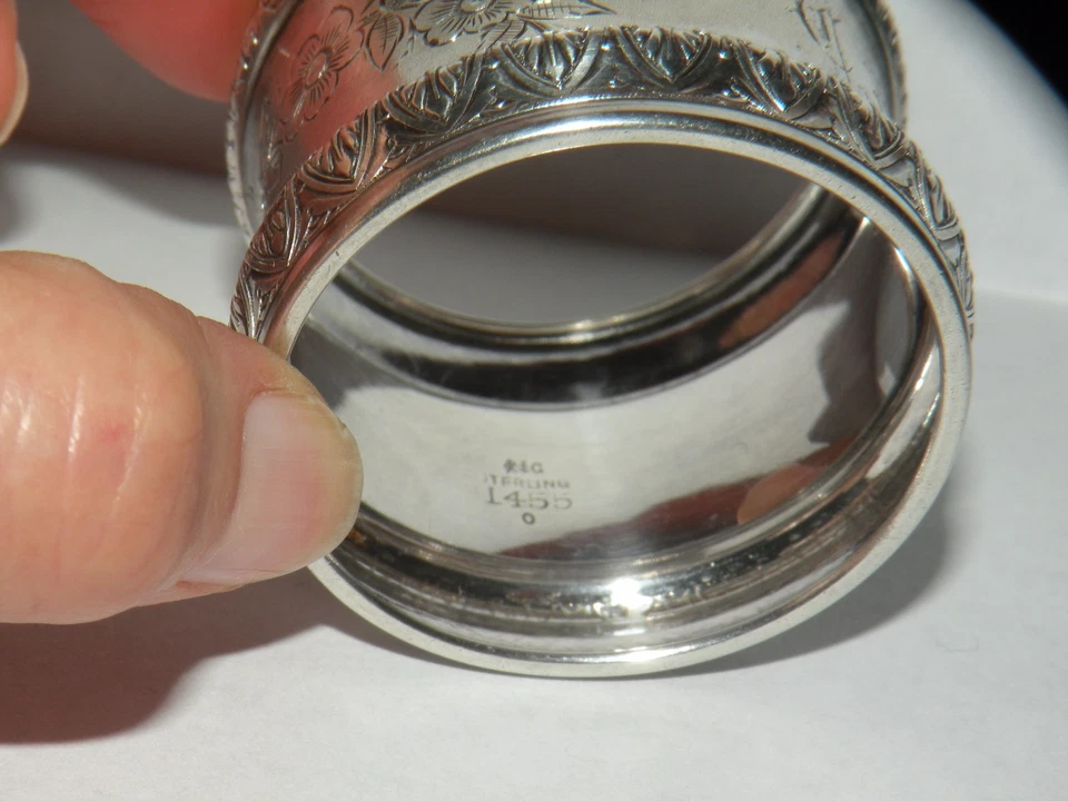 ANTIGUO ANILLO SERVILLETA GORHAM MARCA LEÓN DE PIE PLATA ESTERLINA CORTE BRILLANTE Foto 4 de 4