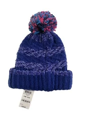 Inc Macys Womens Sweater Beanie Pom Hat Cobalt Blue Chenille $28 #MQ5
