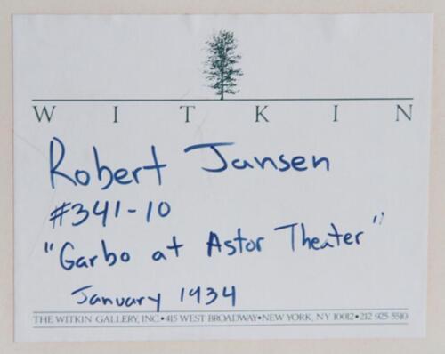 Robert Jansen, Garbo at the Astor Theater, Gelatin Silver Print - Picture 2 of 2