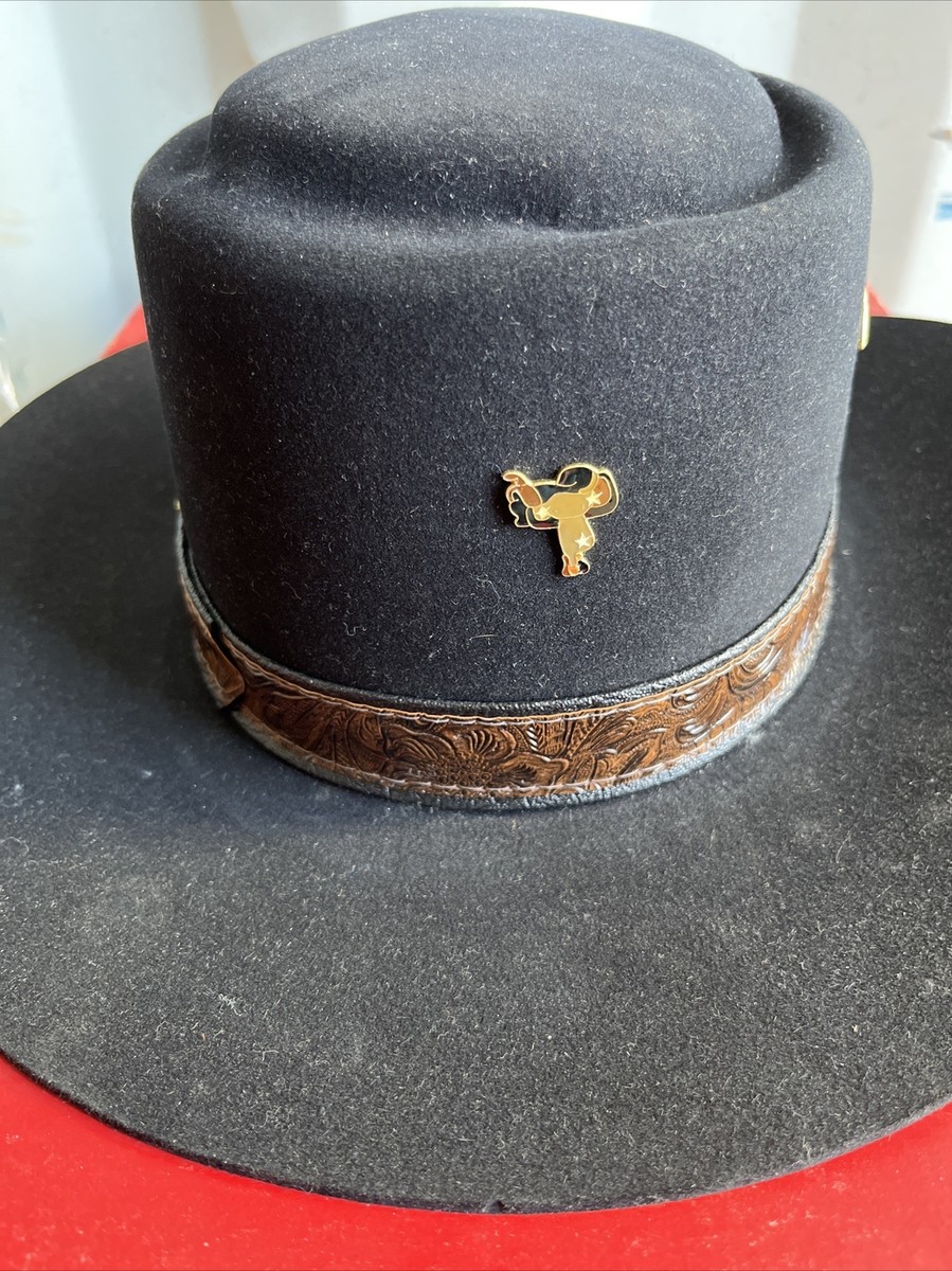 【激レア✨】ヴィンテージ STETSON revenger beaver hat Vintage Stetson 3X Beaver Revenger Black Hat Size 7 With