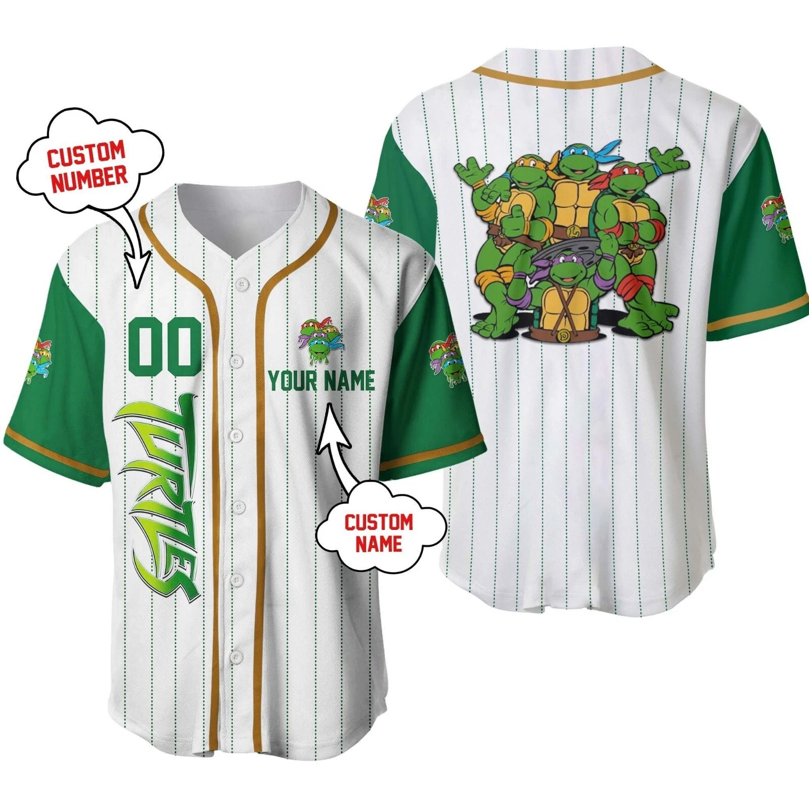 Personalized Teenage Mutant Ninja Turtles Baseball Jersey Shirt