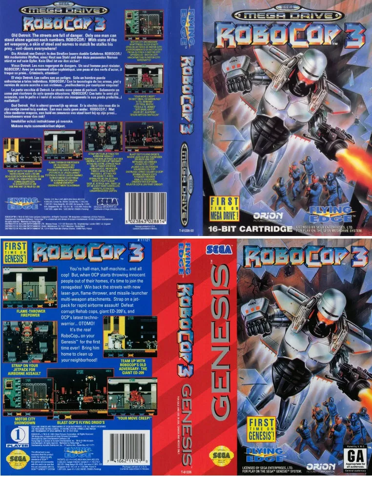 Robocop 3 Mega Drive Genesis Replacement Box Art Case Insert Cover Only