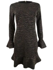 Michael Michael Kors Women's Printed Flounce-Trim Dress (S, Caramel)