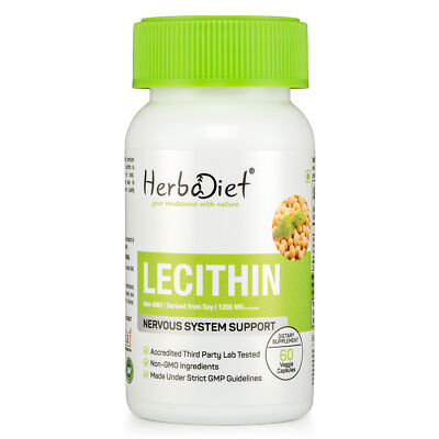 Lecithin 1200mg (per serving) Capsules Brain Health Memory Liver Support Diet