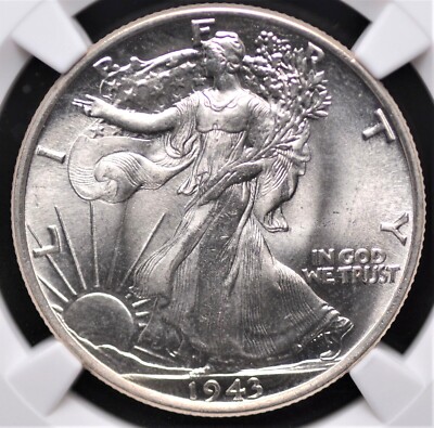 1943 WALKING LIBERTY HALF DOLLAR NGC MS 65 BRILLIANT WHITE GEM