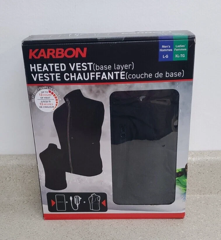 Gilet chauffant carbone noir avec batterie lithium polymère homme L/Femme XL