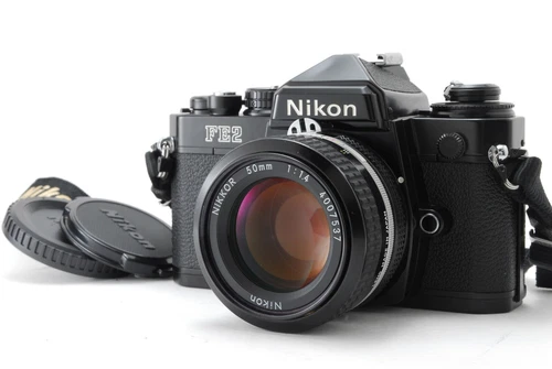 [Exc+5] Nikon FE2 Black 35mm SLR Film Camera AI 50mm F1.4 Lens MF-16 From JAPAN