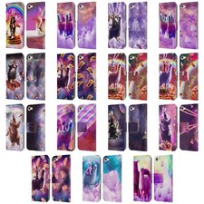 FUNDA LIBRO DE CUERO OFICIAL ALEATORIA GALAXY SPACE LLAMA PARA APPLE iPOD TOUCH MP3