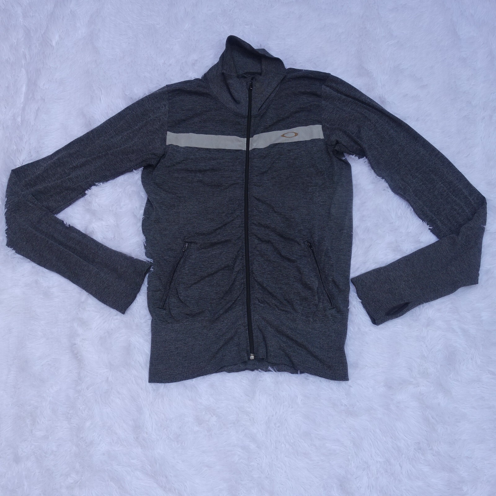 Oakley Jacket Womens Medium Grey Active Wear Full Zip Lightw
