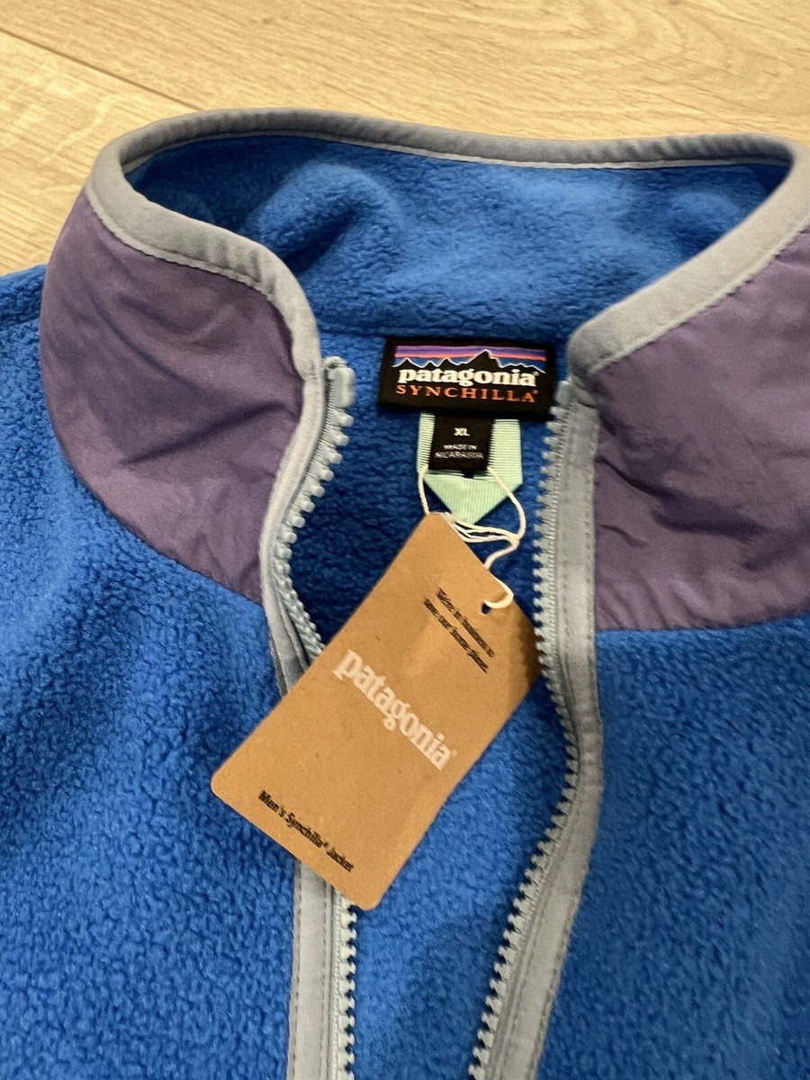 New Patagonia Men's Synchilla Full zip Fleece Jacket - Blue Purple