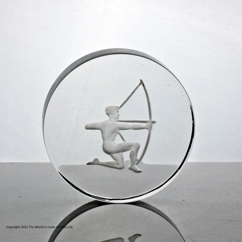 Val St. Lambert glass paperweight, Archer/Sagittarius