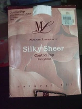 Maggie Lawrence Silky Sheer Control Top White Pantyhose - Size C