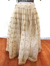 Designer Beige Glass Tissue Embroidered Ready To Wear Lehenga Skirt Only ALC15