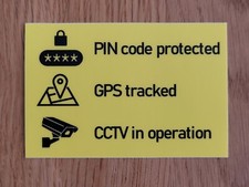 CCTV/GPS/PIN code security sticker for high value home and garden equipment