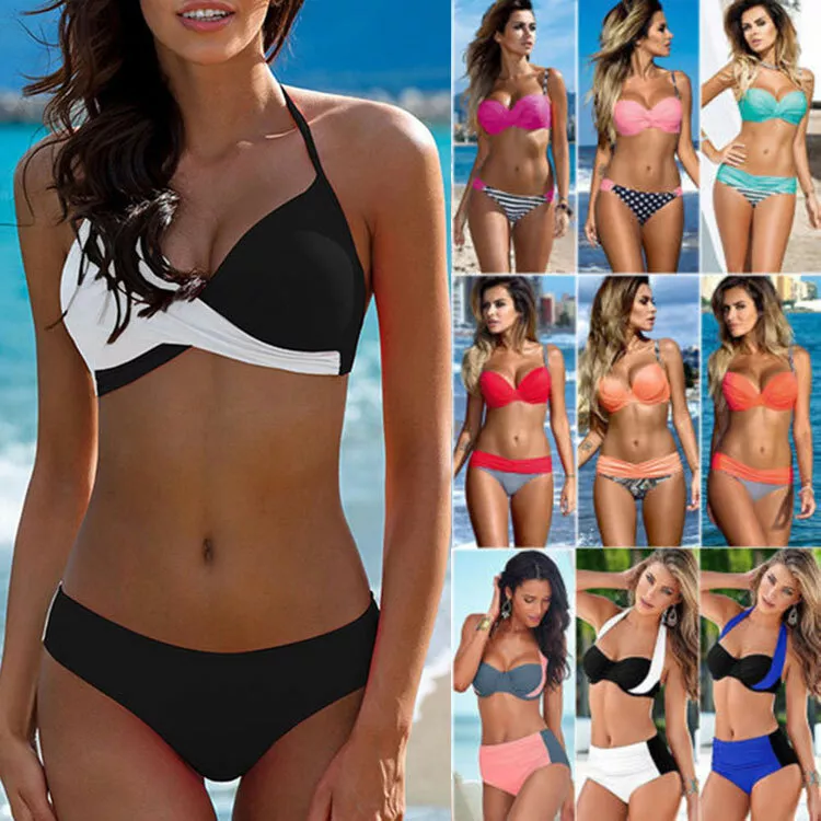 Womens Swimwear Two-Piece Sporty Crop Top Boy Shorts Swimsuit Beach Bathing  Suit