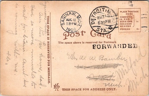 TITTABAWASSEE RIVER Saginaw, Michigan MI c1909 Postcard - Picture 2 of 2