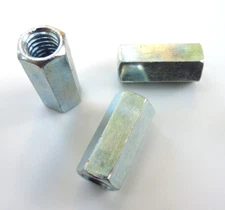 Qty 10 Hex Rod Coupling Nuts 3/8-16 x 1-1/8 Threaded Rod Connectors Zinc Coupler