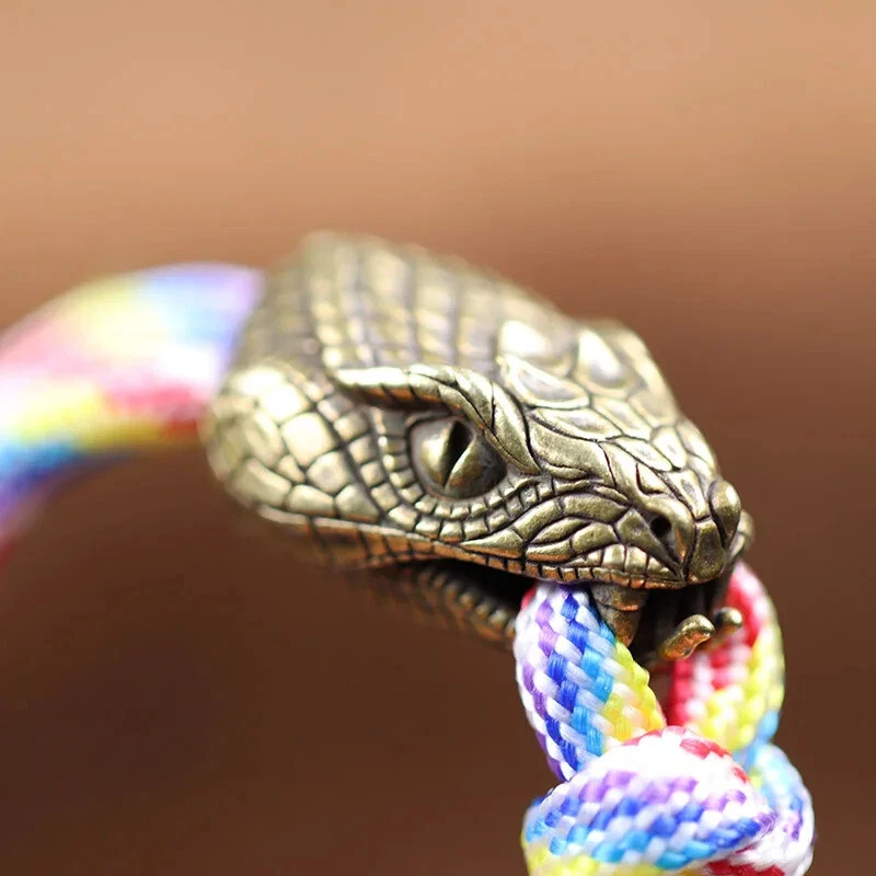 EDC Snake Head DIY Tools EDC Brass Knife Beads Lanyard Keychain Pendant Bracelet