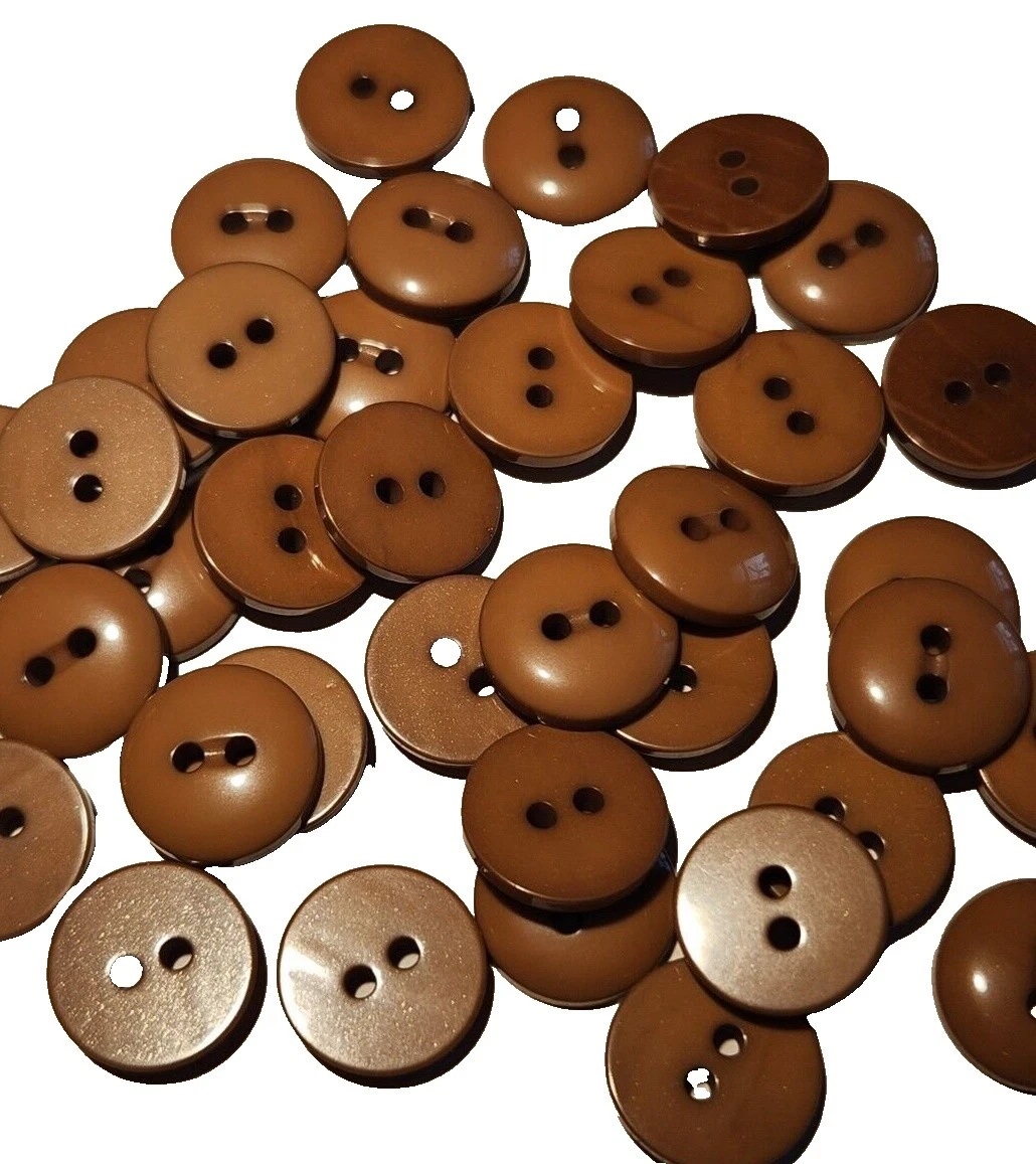 Plástico marrón Botón Plano de 2 agujeros botones de costura
