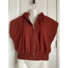 Zara Cropped Fleece Hoodie W/ Cap Sleeves Size M