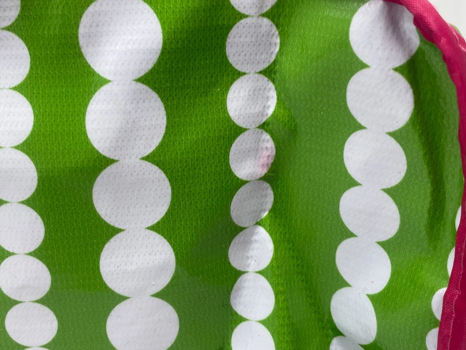 New MSC Mainstreet Collections Cosmetic Bag Case Lime Green Polka Dot Pink PVC - Image 4 of 4