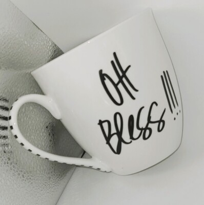Oh Bless Mug Cup Black White 20 oz Prima Design
