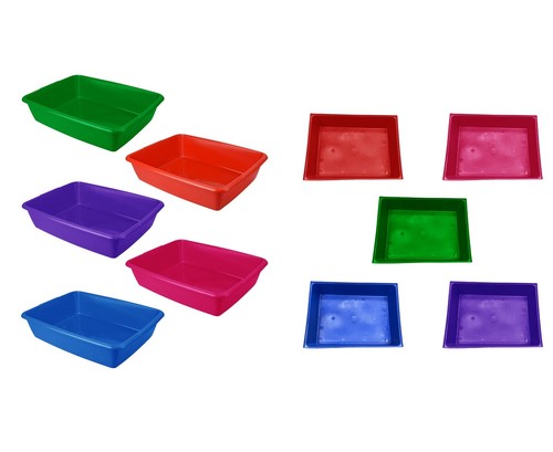 42 & 48cm Cat Litter Tray Plastic Loo Training Kittens Assorted Colours UK Made