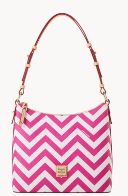 Dooney & Bourke Chevron  Hobo Shoulder Bag Fuchsia Color