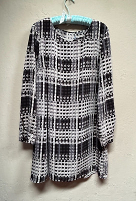 Thakoon for Design Nation Carnaby Street Shift Dress XL Black Dots Long Sleeve