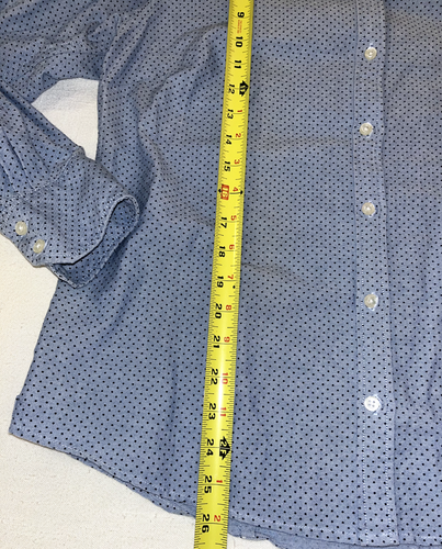 Lands' End Button Up Shirt Boys Blue Blue Dots L/S 100% Baumwolle Cotton 12 TEEN - Picture 4 of 5