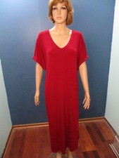 plus size 1X red stretchy long knit sleep gown by TERRA  SKY - pockets