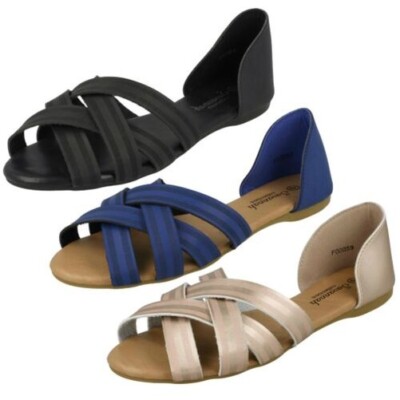 Damen Savannah Flache Sohle X-Riemen Sandalen - F0R0059