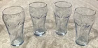Set Of 4 Vintage Coca Cola Bell Shaped Blue Embossed Drinking Glasses
