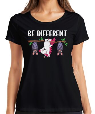 Einhorn Fledermaus Be Different Autismus Statement Spruch Lustig Damen T-Shirt