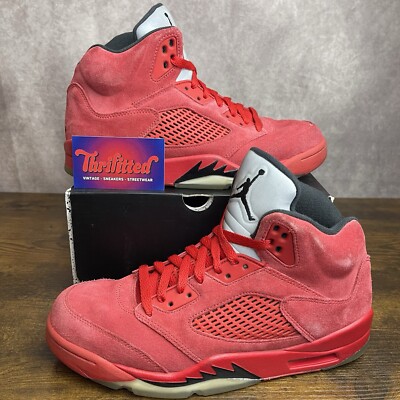 Jordan Air Jordan 5 Retro Red Suede Shoes Mens 9 Basketball Sneakers 136027-602 Nike Air Jordan 5 Retro Red Suede Black 136027-602 Men main image 4