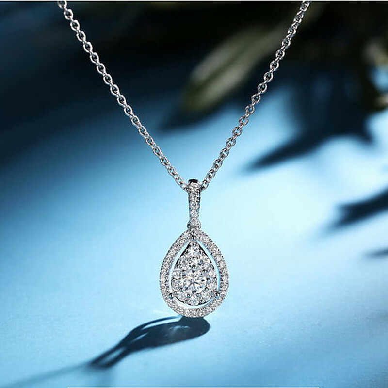 【Hei】[silver925] pear cubic necklace ネックレス☆送関税込 Fashion Jewelry 925 Silver Necklace Pendant Pear Cut Cubic