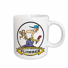 3dRose Funny Worlds Greatest Plumber II Occupation Job Cartoon Mug