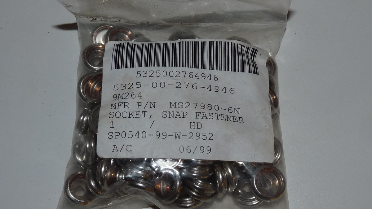 100x AN227-7 Mil-Spec #24 Snap Socket MS27980-6N Nickel