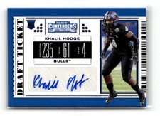 2019 Panini Contenders Draft Draft Ticket Blue Foil Khalil Hodge #256 Auto (RC)