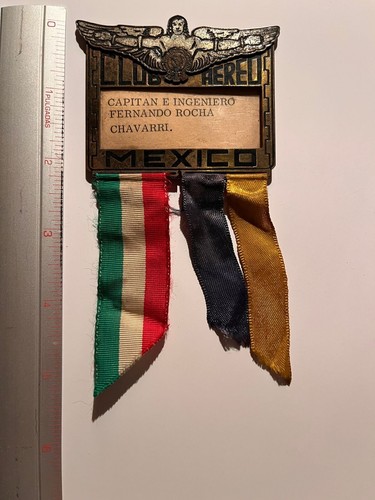 Antique Old Mexican Pilot Air Club Badge Pin Aviation Wings Captain From 1930's - Picture 7 of 8