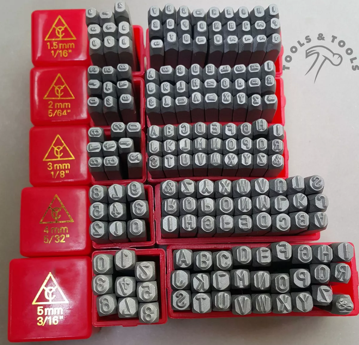 Jewelry Making Alphanumeric Metal Punch Stamps Letters A Z Numbers 0 9 5 Sizes