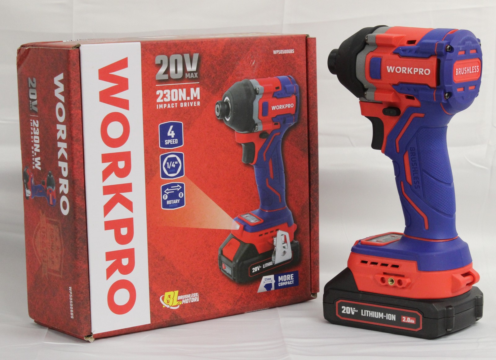 Workpro 20v Cordless Brushless Impact Driver With 2AH Battery - Boxed (NR)