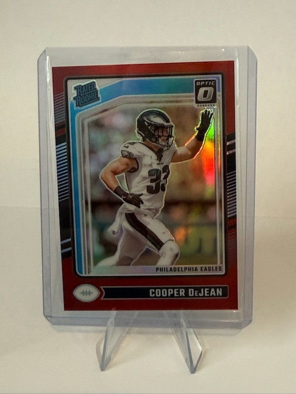 2024 Panini Donruss Optic COOPER DEJEAN Red Prizm #/125 Rated Rookie Eagles #221